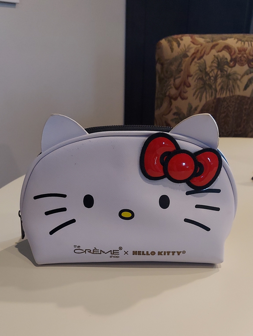 Hello Kitty White Cosmetic Pouch with Red Bow